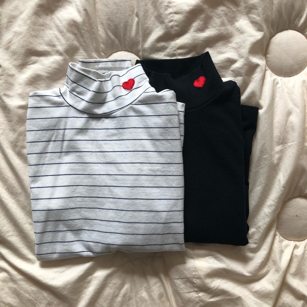 Yesstyle Mock Neck Shirt Bundle Striped & Black
